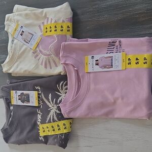 Quiksilver Size Small‎ Cream, Pink, and Brown Women's T-Shirt Trio NWT
